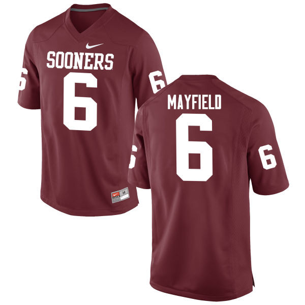 Oklahoma Sooners #6 Baker Mayfield College Football Jerseys Game-Crimson